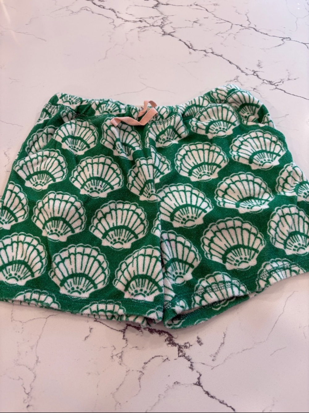 Boden Green Shell-Print towel Shorts